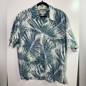 Cooke Street Honolulu 2XL Hawaiian Shirt Blue Green Palm Frond Cotton